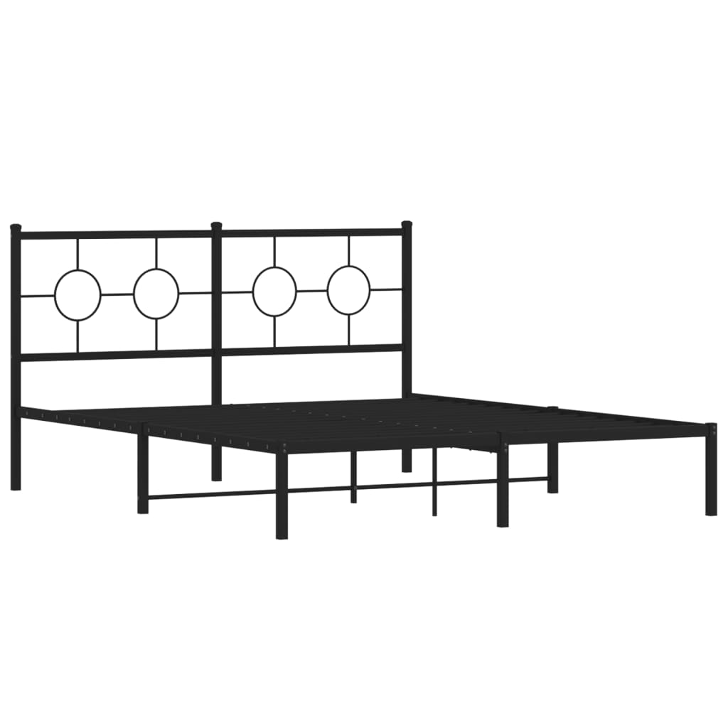 Estrutura de cama em metal com cabeceira 150x200 cm preto