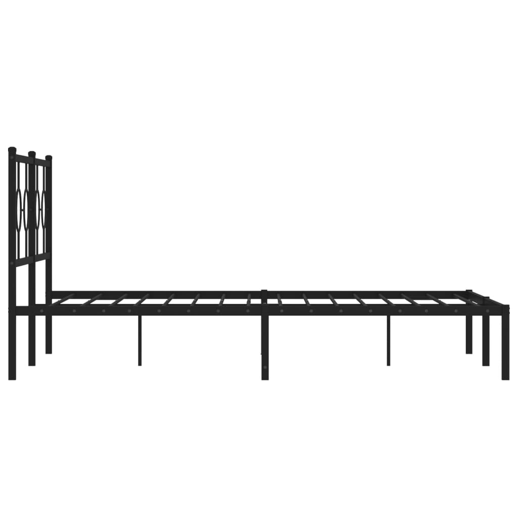 Estrutura de cama em metal com cabeceira 150x200 cm preto