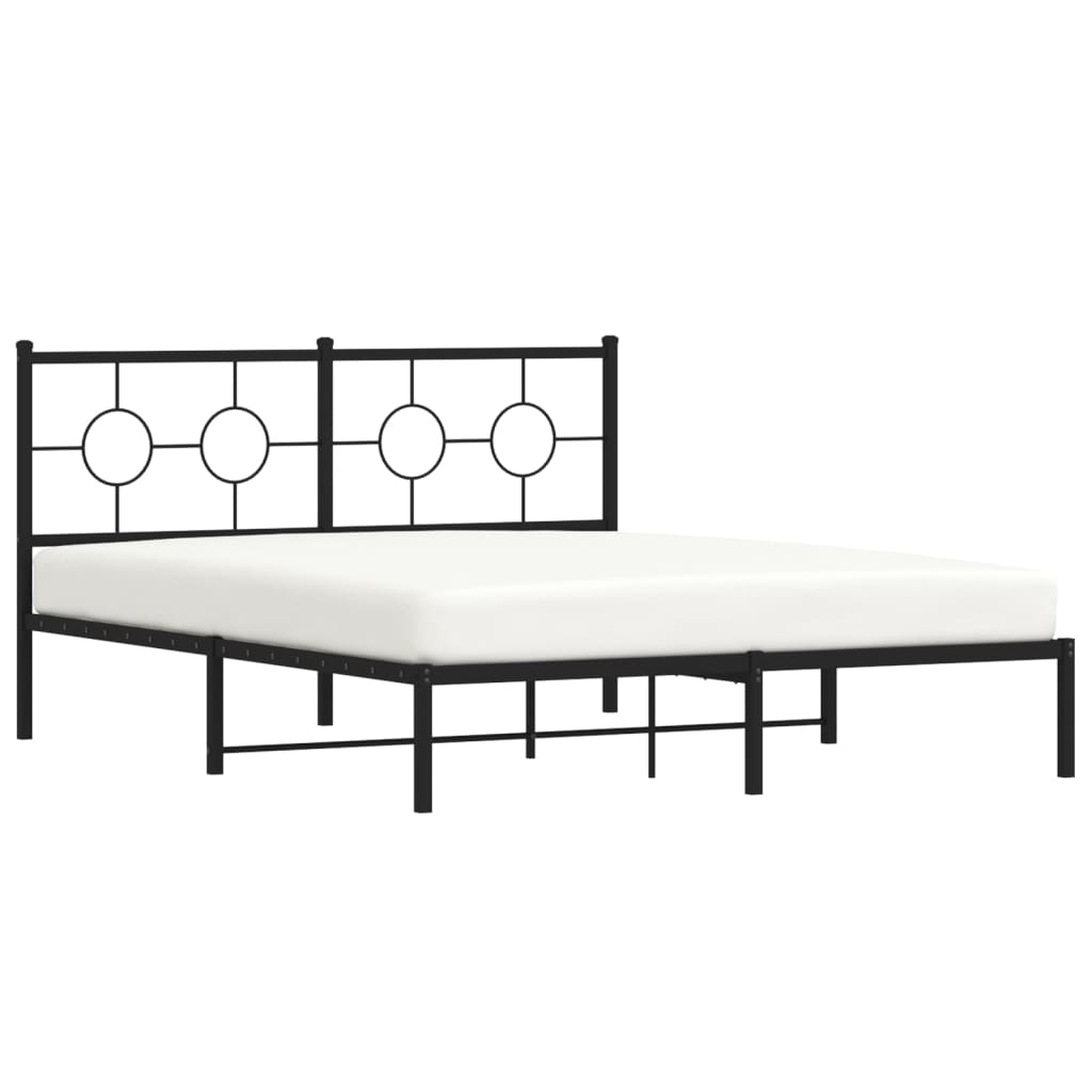 Estrutura de cama com cabeceira 160x200 cm metal preto