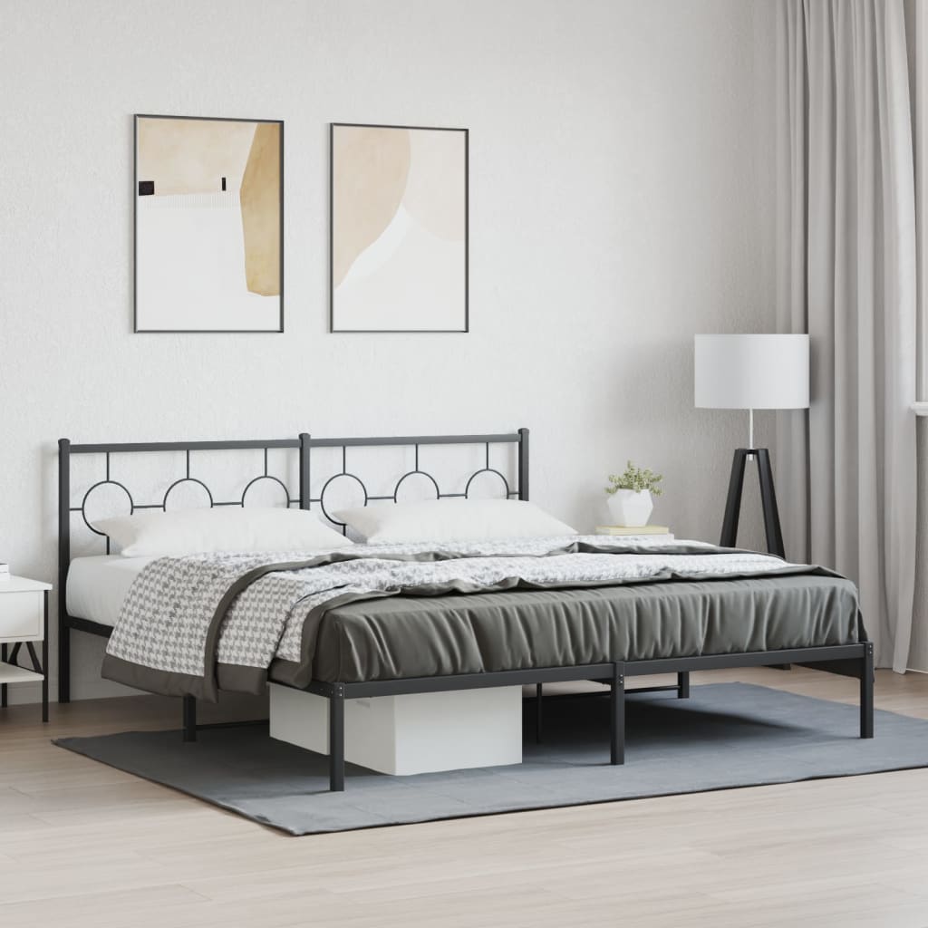 Estrutura de cama com cabeceira 183x213 cm metal preto