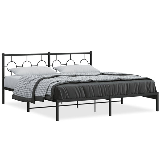 Estrutura de cama com cabeceira 183x213 cm metal preto