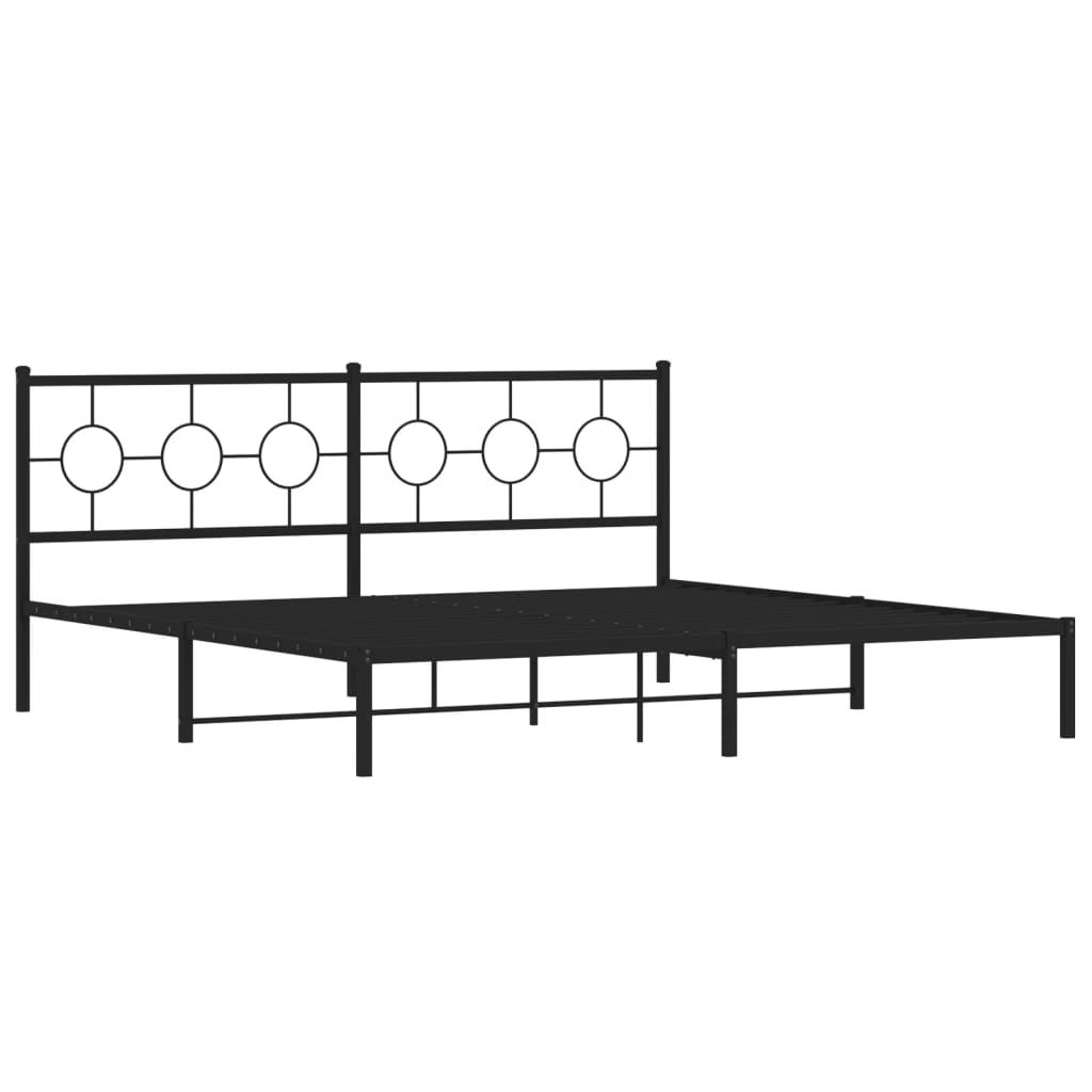 Estrutura de cama com cabeceira 193x203 cm metal preto