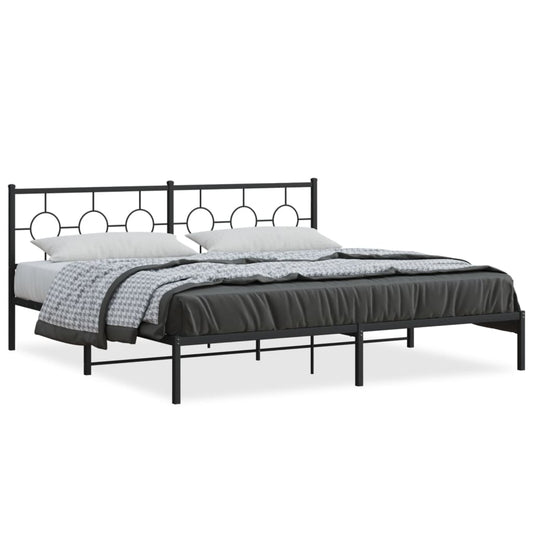 Estrutura de cama com cabeceira 193x203 cm metal preto