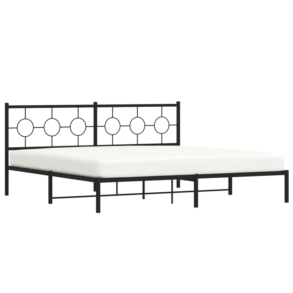 Estrutura de cama com cabeceira 200x200 cm metal preto