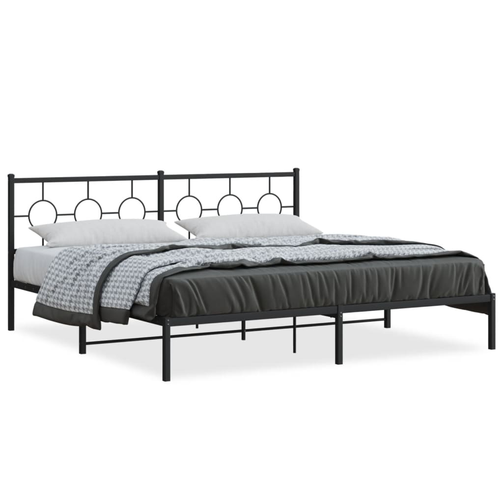 Estrutura de cama com cabeceira 200x200 cm metal preto