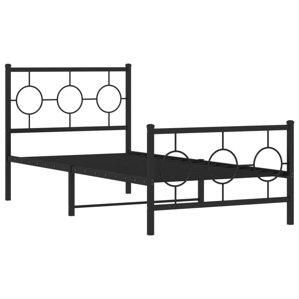 Estrutura de cama com cabeceira e pés 90x190 cm metal preto