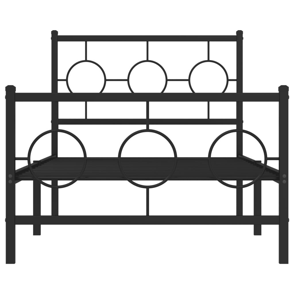 Estrutura de cama com cabeceira e pés 90x190 cm metal preto