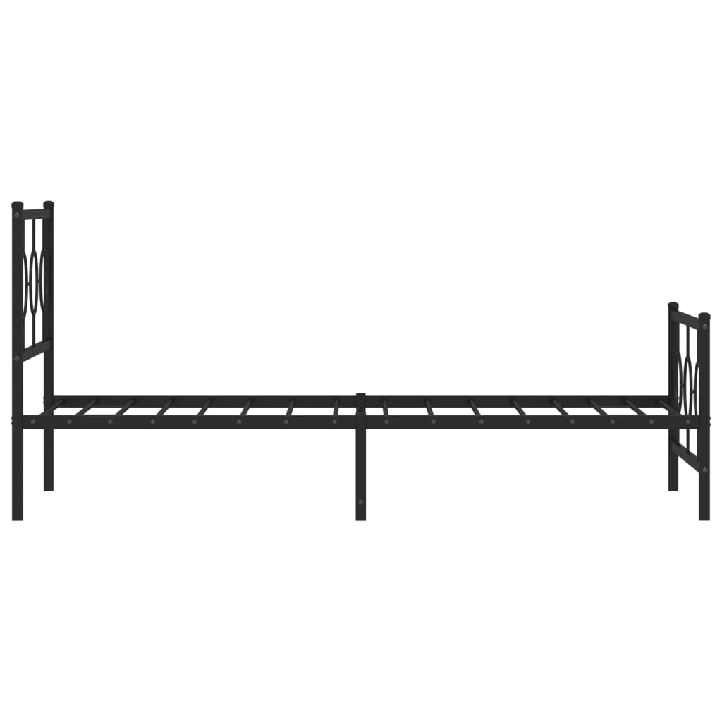 Estrutura de cama com cabeceira e pés 90x190 cm metal preto