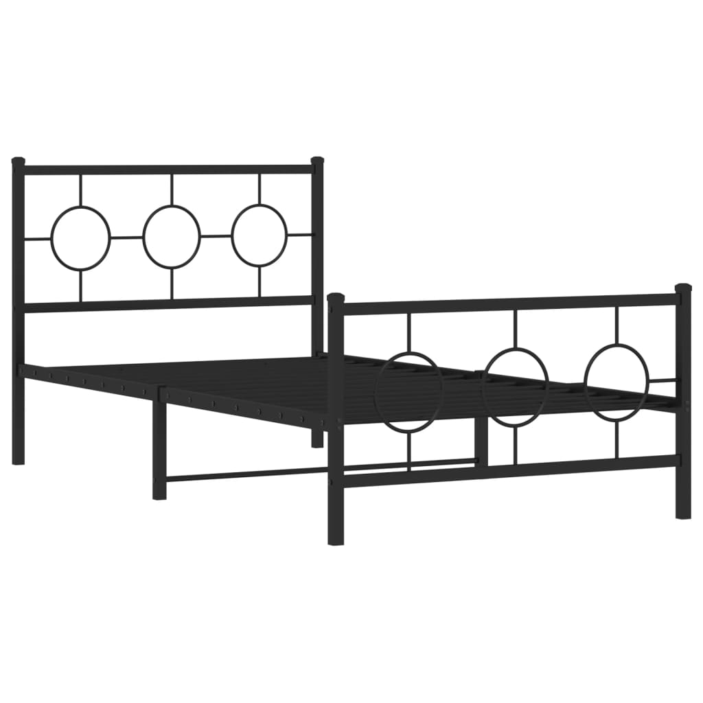 Estrutura de cama com cabeceira e pés 100x190 cm metal preto