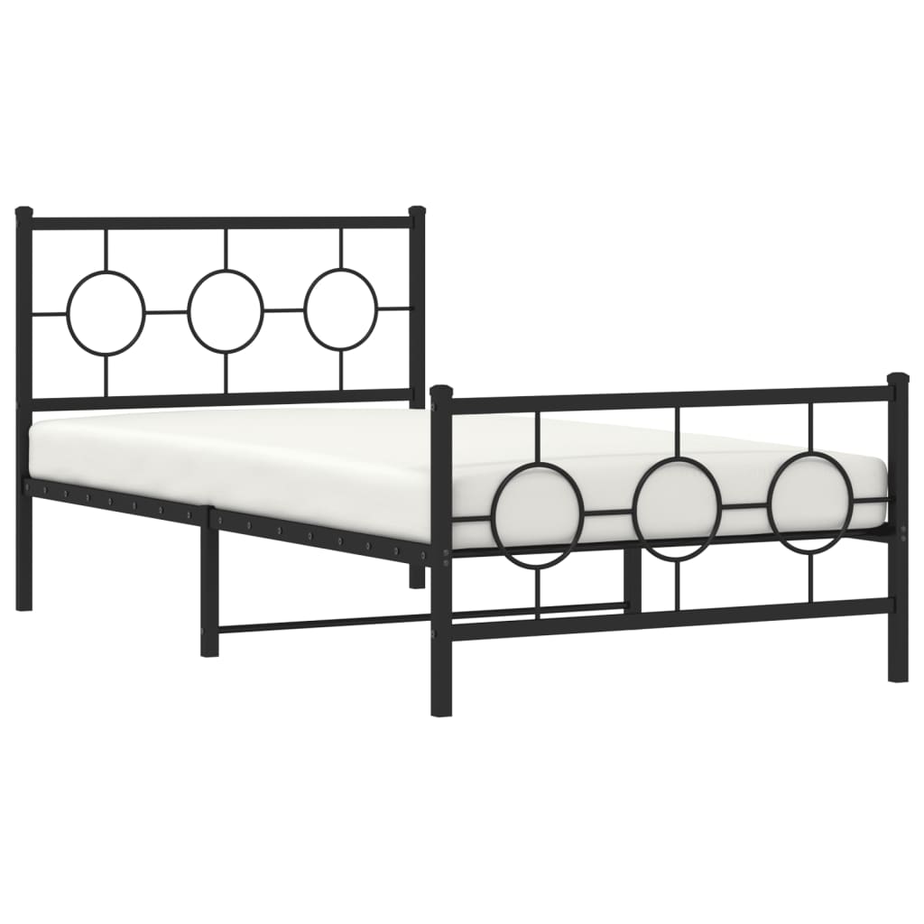 Estrutura de cama com cabeceira e pés 100x190 cm metal preto