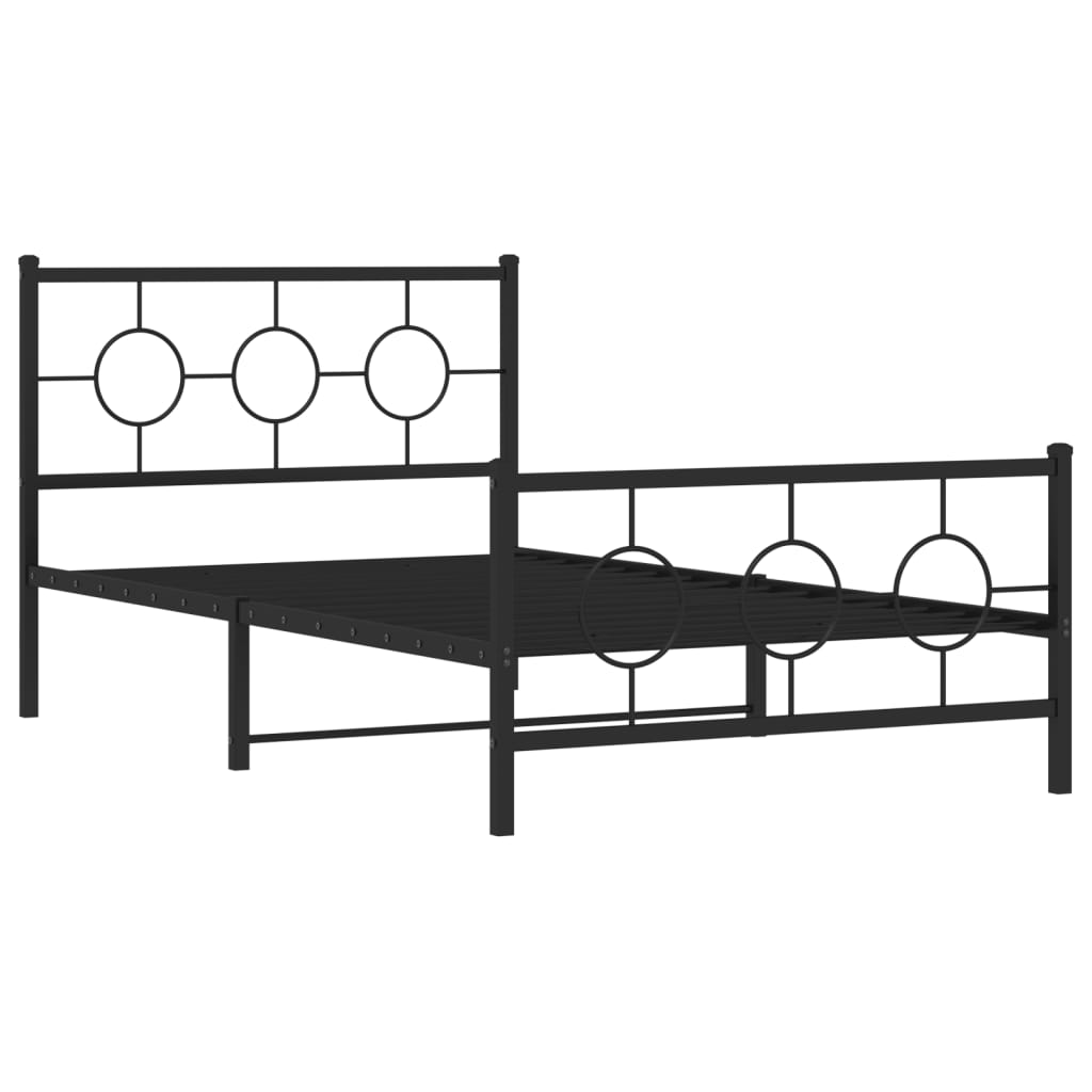 Estrutura de cama com cabeceira e pés 107x203 cm metal preto