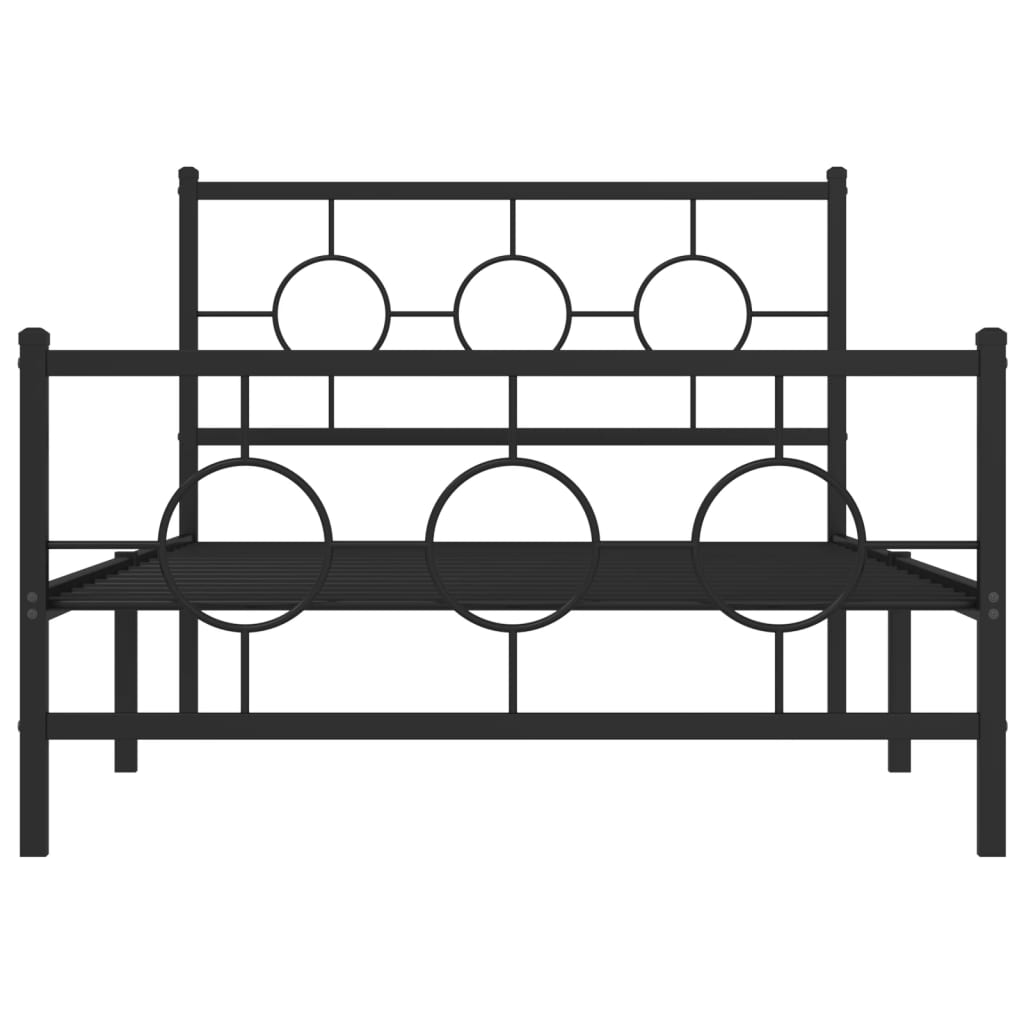 Estrutura de cama com cabeceira e pés 107x203 cm metal preto