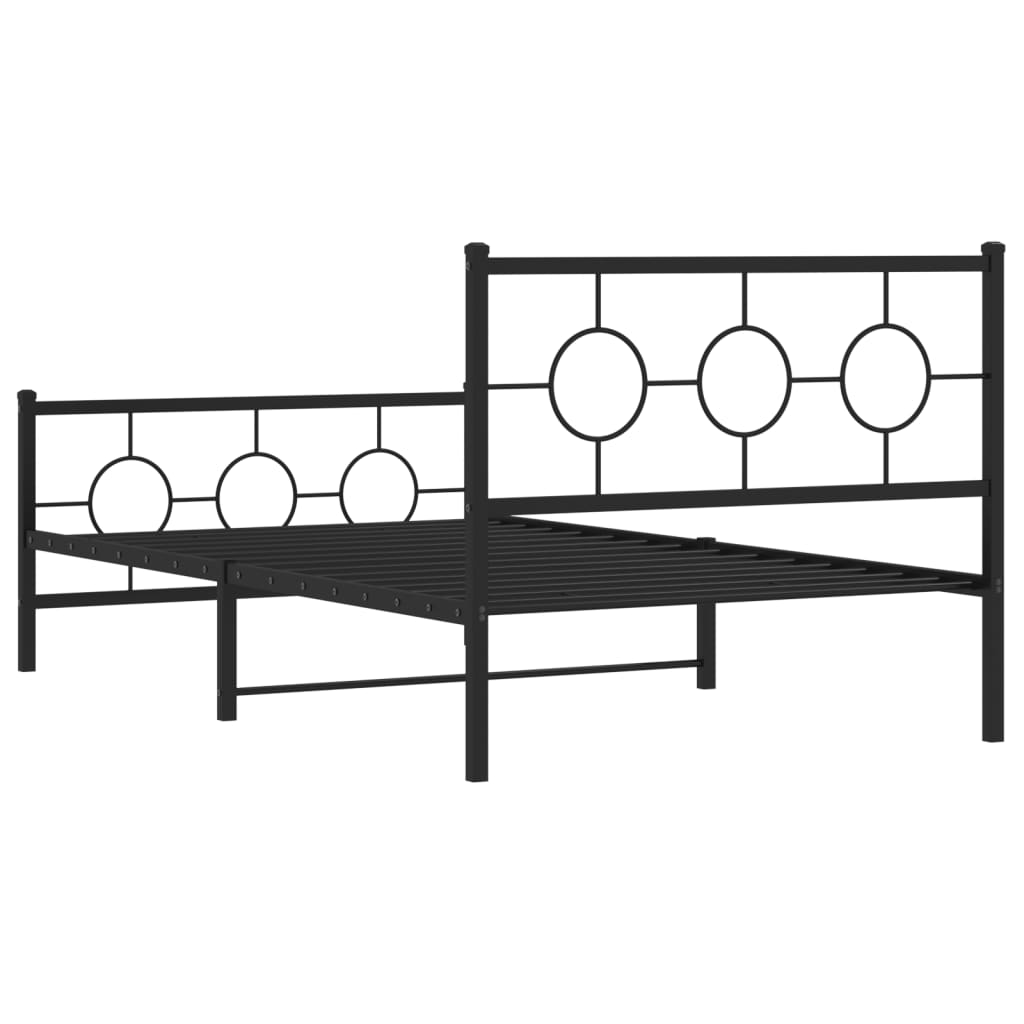 Estrutura de cama com cabeceira e pés 107x203 cm metal preto