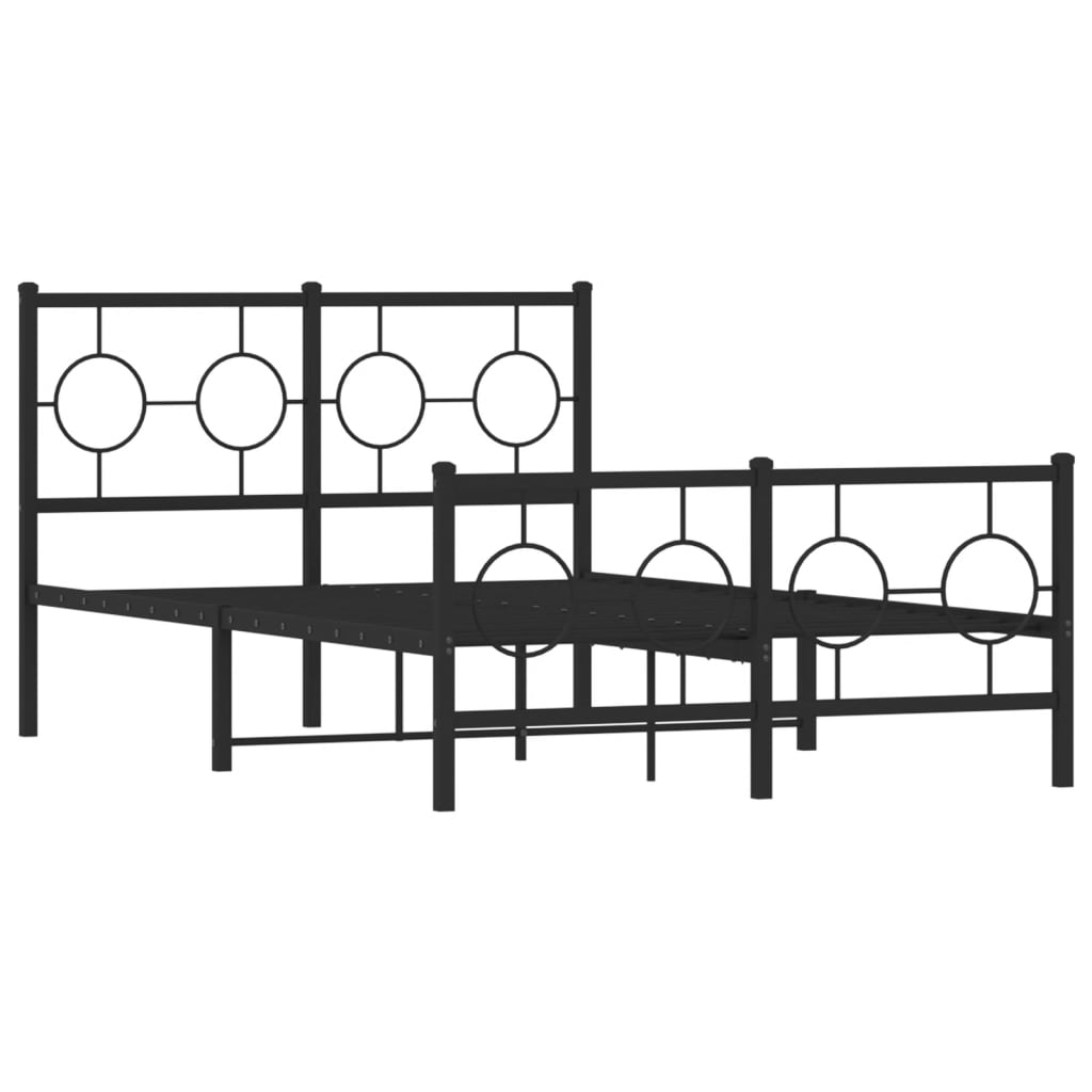 Estrutura de cama com cabeceira e pés 120x190 cm metal preto