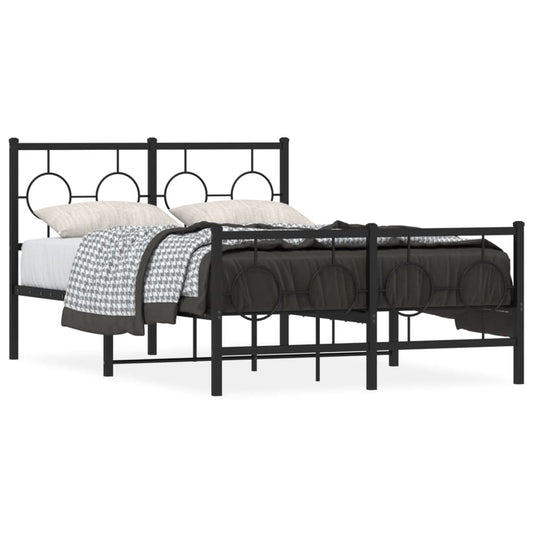 Estrutura de cama com cabeceira e pés 120x200 cm metal preto