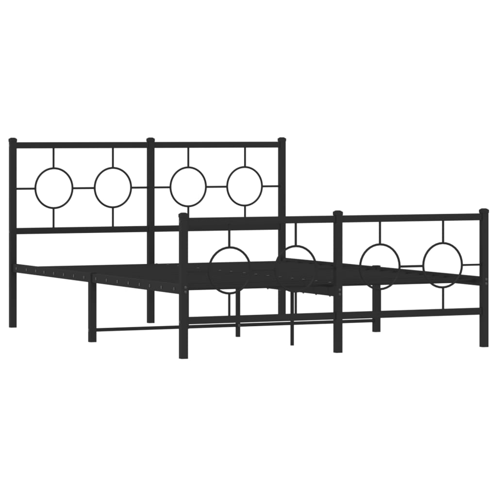 Estrutura de cama com cabeceira e pés 135x190 cm metal preto