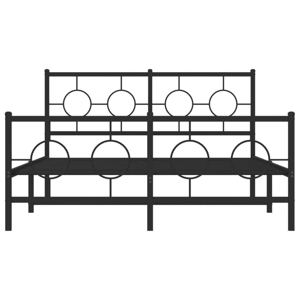 Estrutura de cama com cabeceira e pés 135x190 cm metal preto