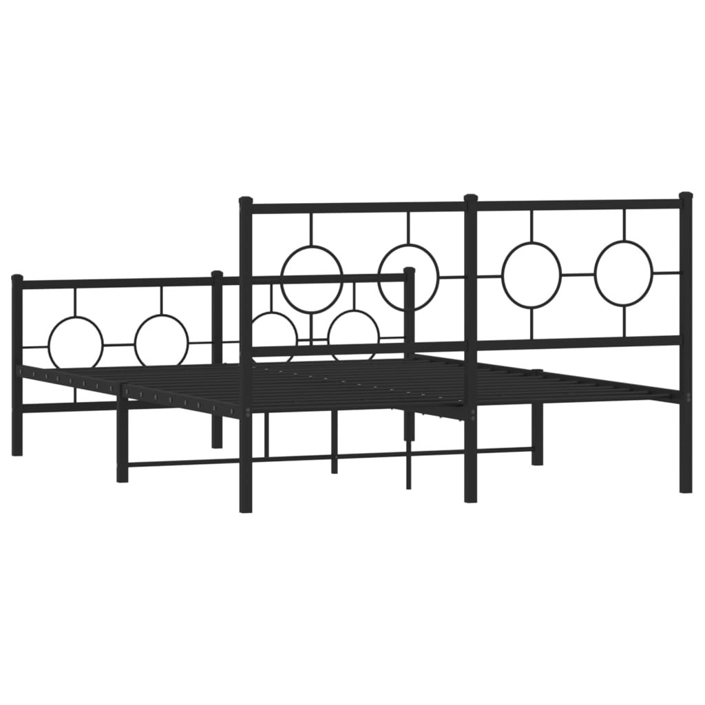 Estrutura de cama com cabeceira e pés 135x190 cm metal preto