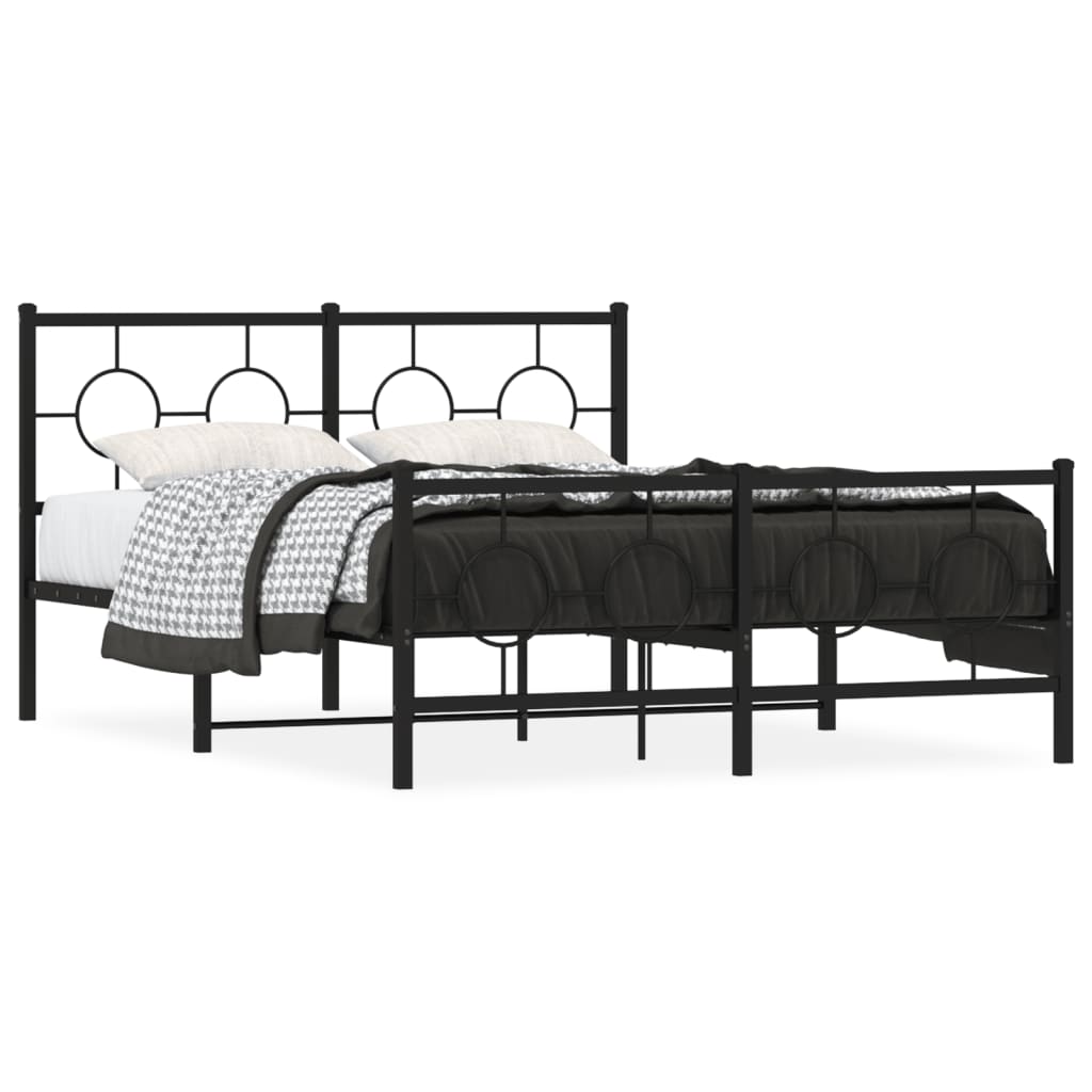 Estrutura de cama com cabeceira e pés 135x190 cm metal preto