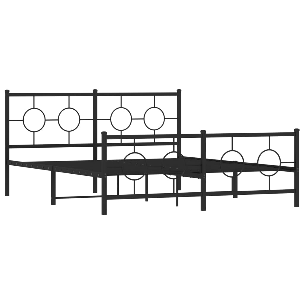 Estrutura de cama com cabeceira e pés 150x200 cm metal preto