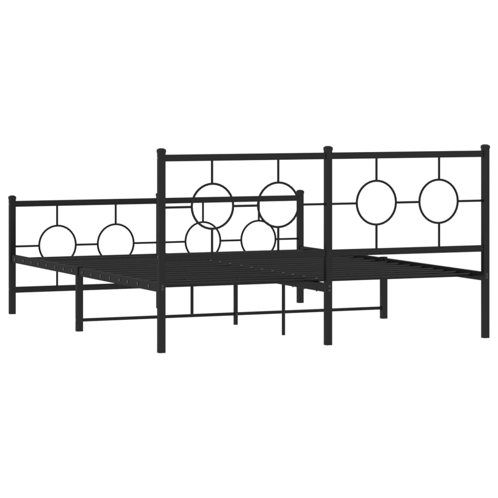 Estrutura de cama com cabeceira e pés 150x200 cm metal preto