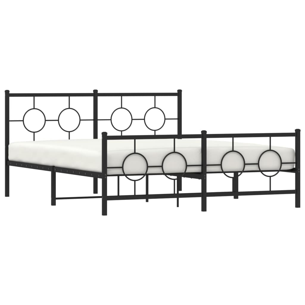 Estrutura de cama com cabeceira e pés 160x200 cm metal preto