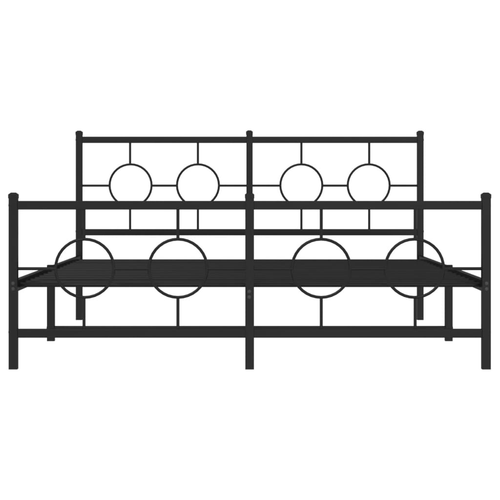 Estrutura de cama com cabeceira e pés 160x200 cm metal preto