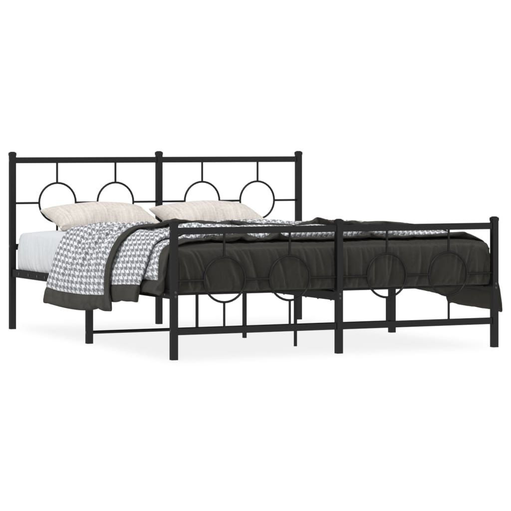 Estrutura de cama com cabeceira e pés 160x200 cm metal preto