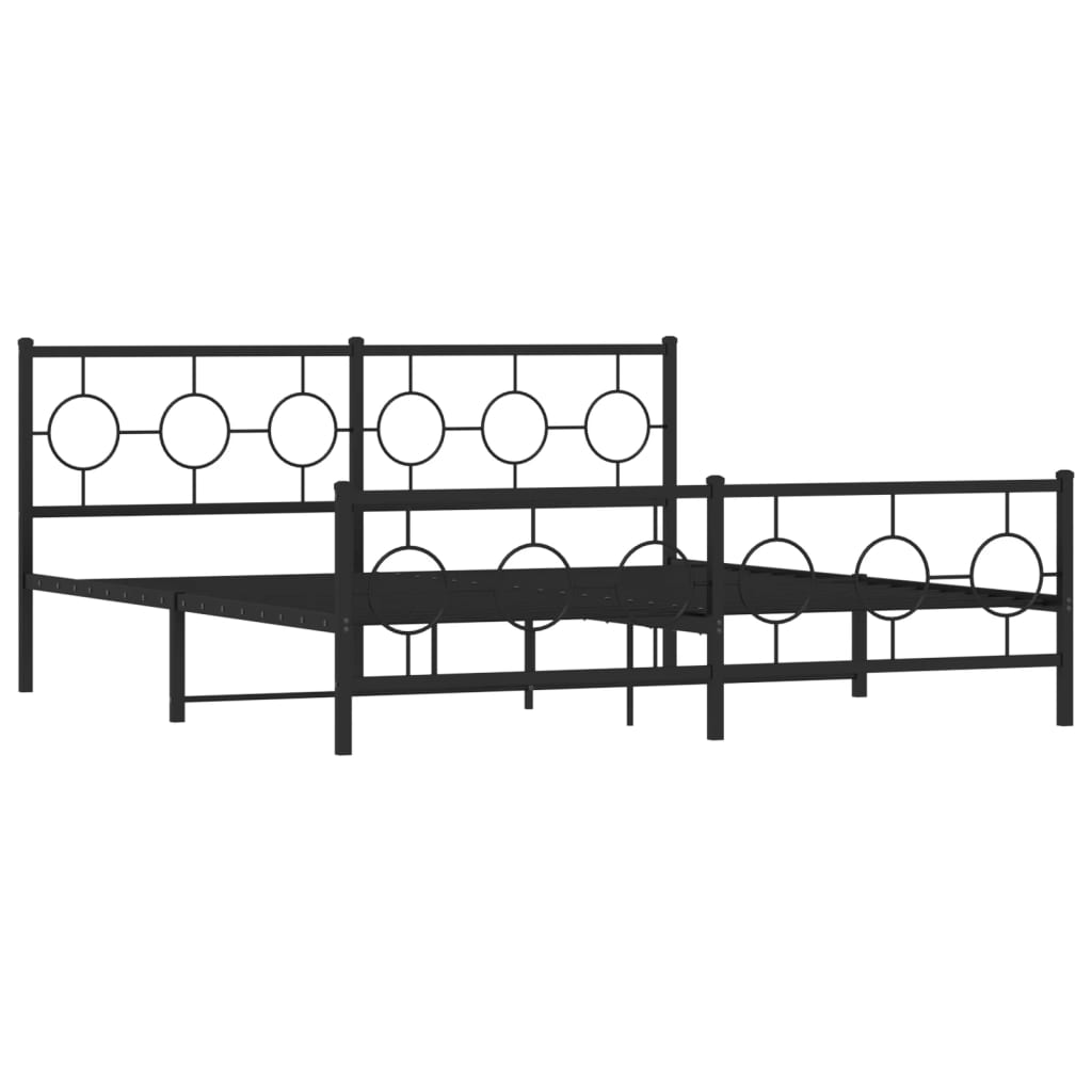 Estrutura de cama com cabeceira e pés 180x200 cm metal preto