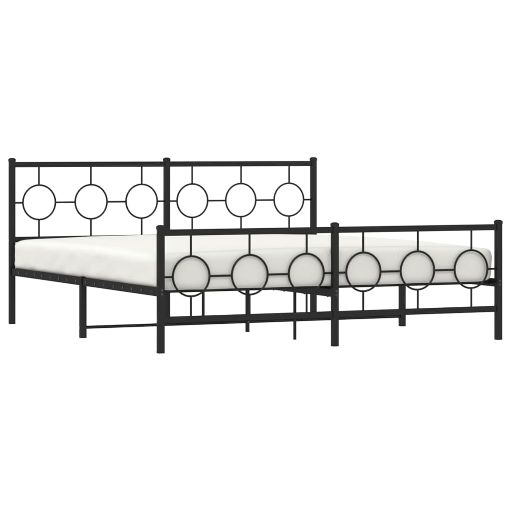 Estrutura de cama com cabeceira e pés 183x213 cm metal preto