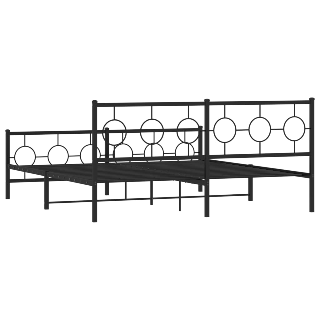 Estrutura de cama com cabeceira e pés 183x213 cm metal preto