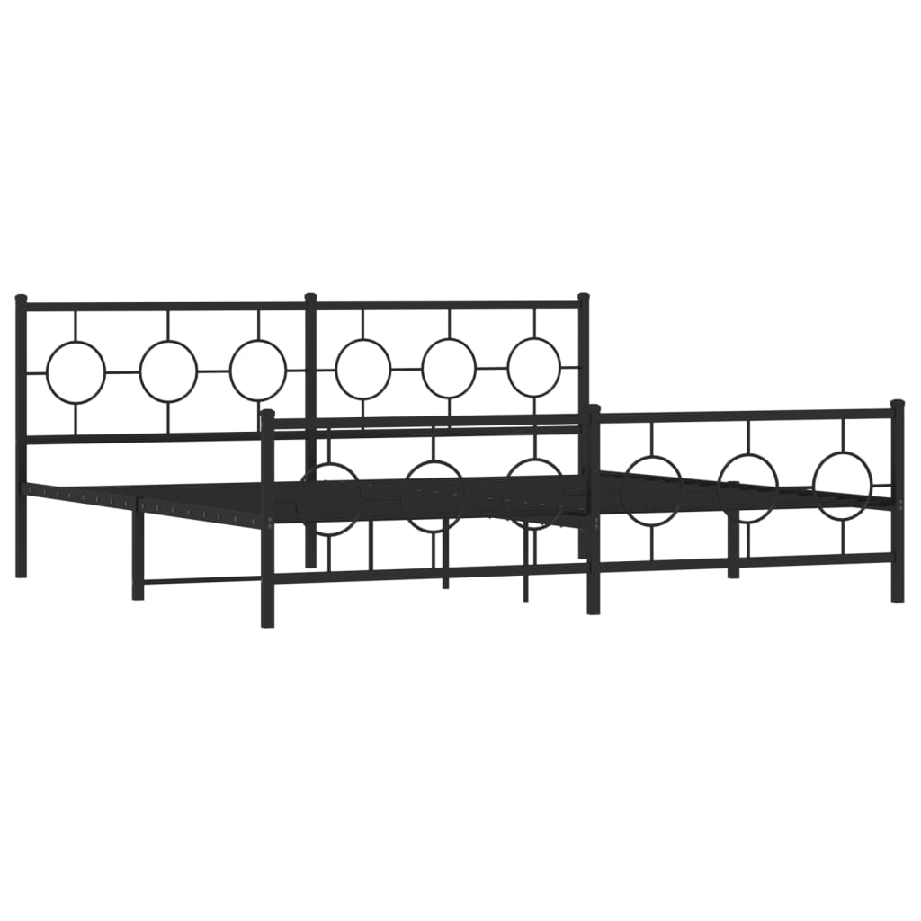 Estrutura de cama com cabeceira e pés 193x203 cm metal preto