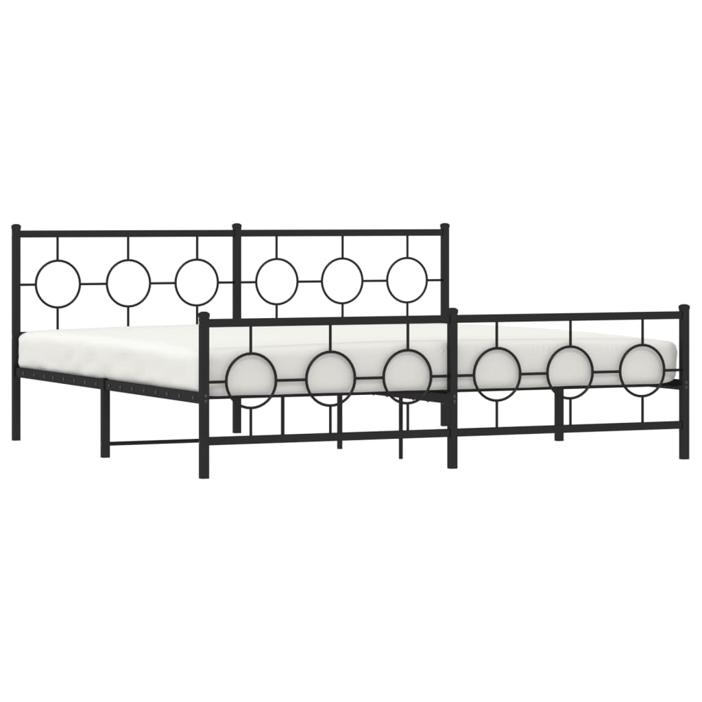 Estrutura de cama com cabeceira e pés 193x203 cm metal preto