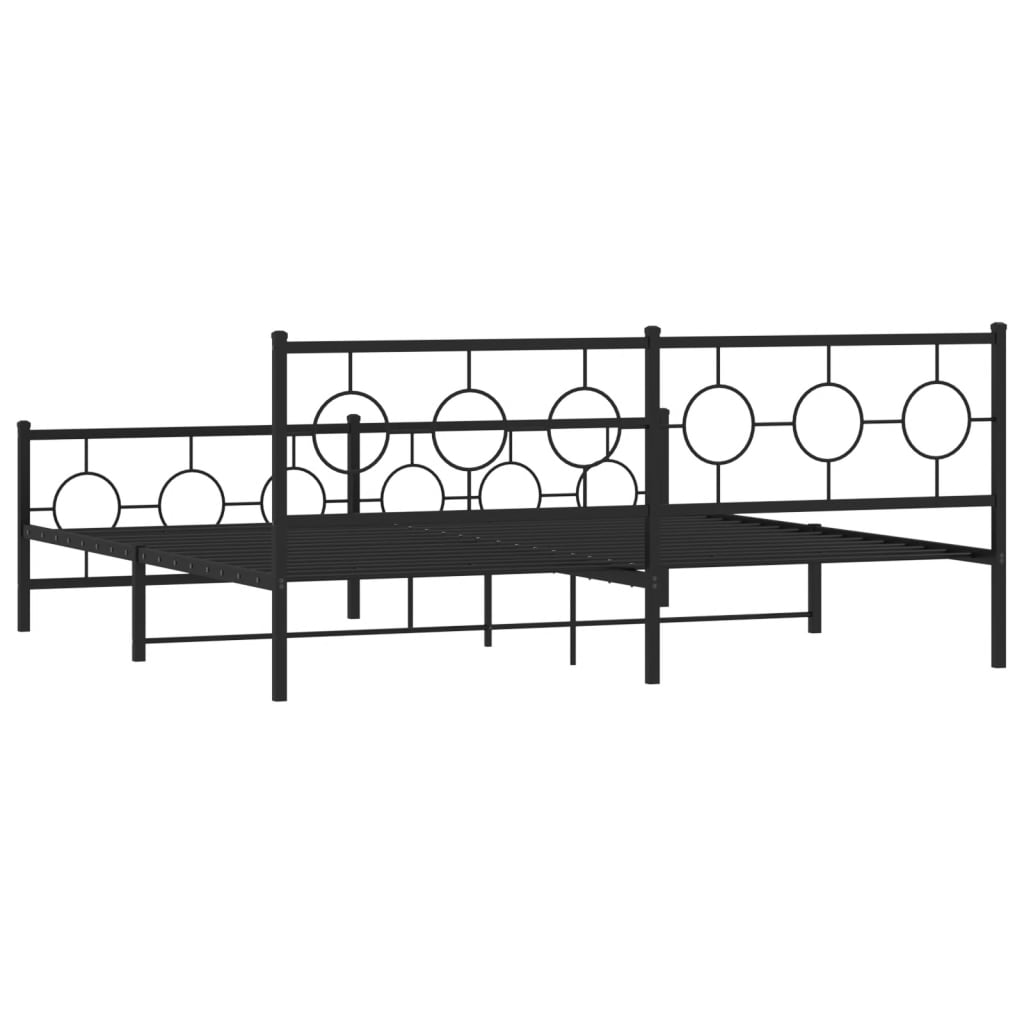 Estrutura de cama com cabeceira e pés 193x203 cm metal preto