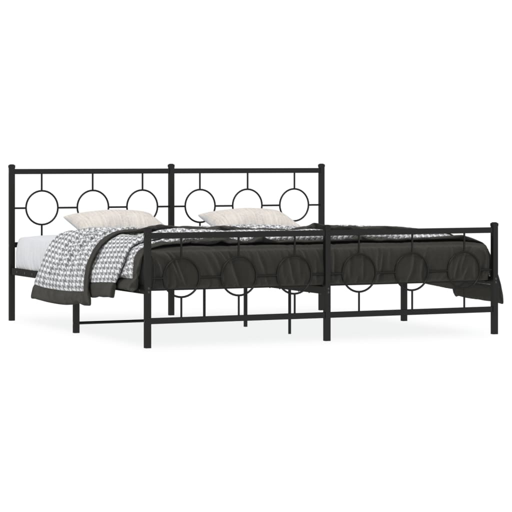 Estrutura de cama com cabeceira e pés 193x203 cm metal preto