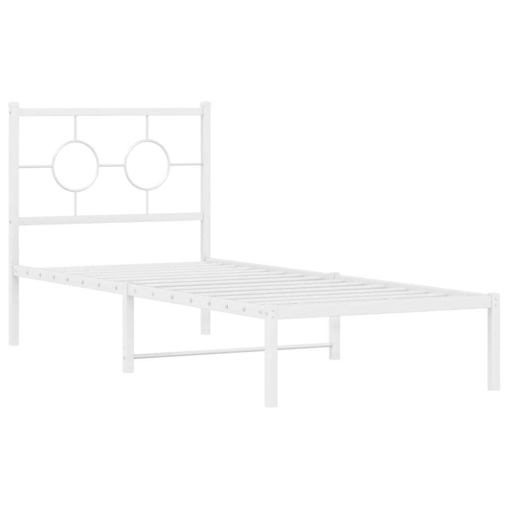 Estrutura de cama com cabeceira 75x190 cm metal branco