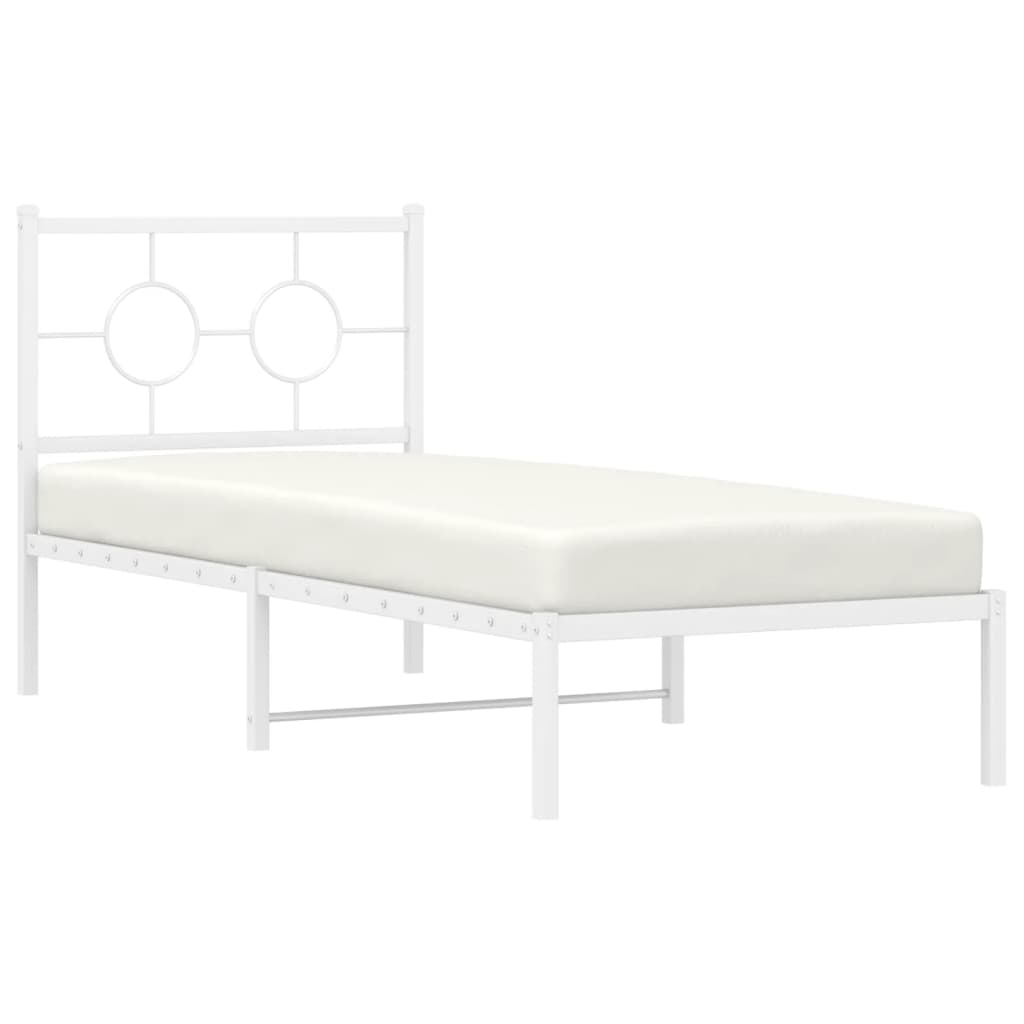 Estrutura de cama com cabeceira 75x190 cm metal branco