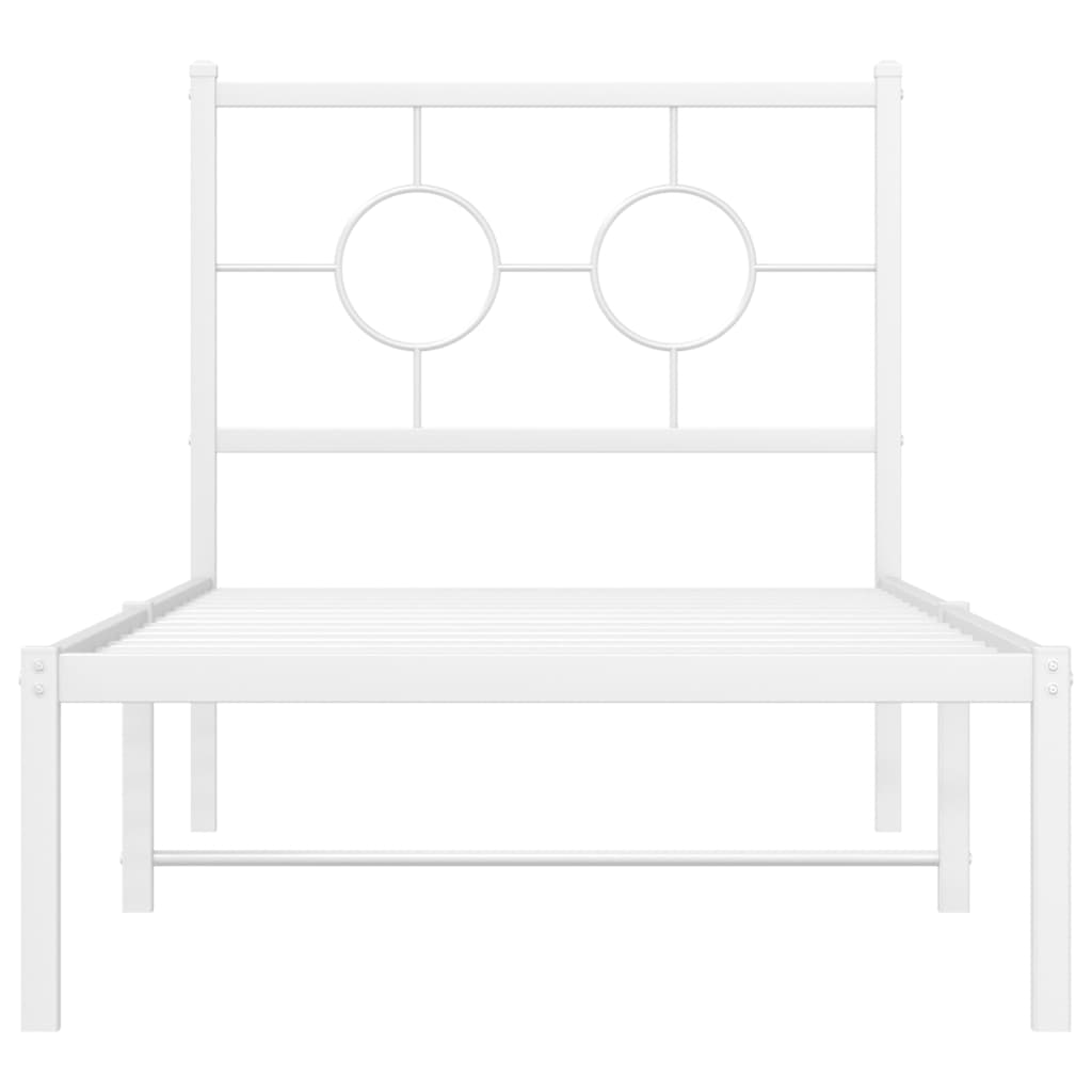 Estrutura de cama com cabeceira 75x190 cm metal branco