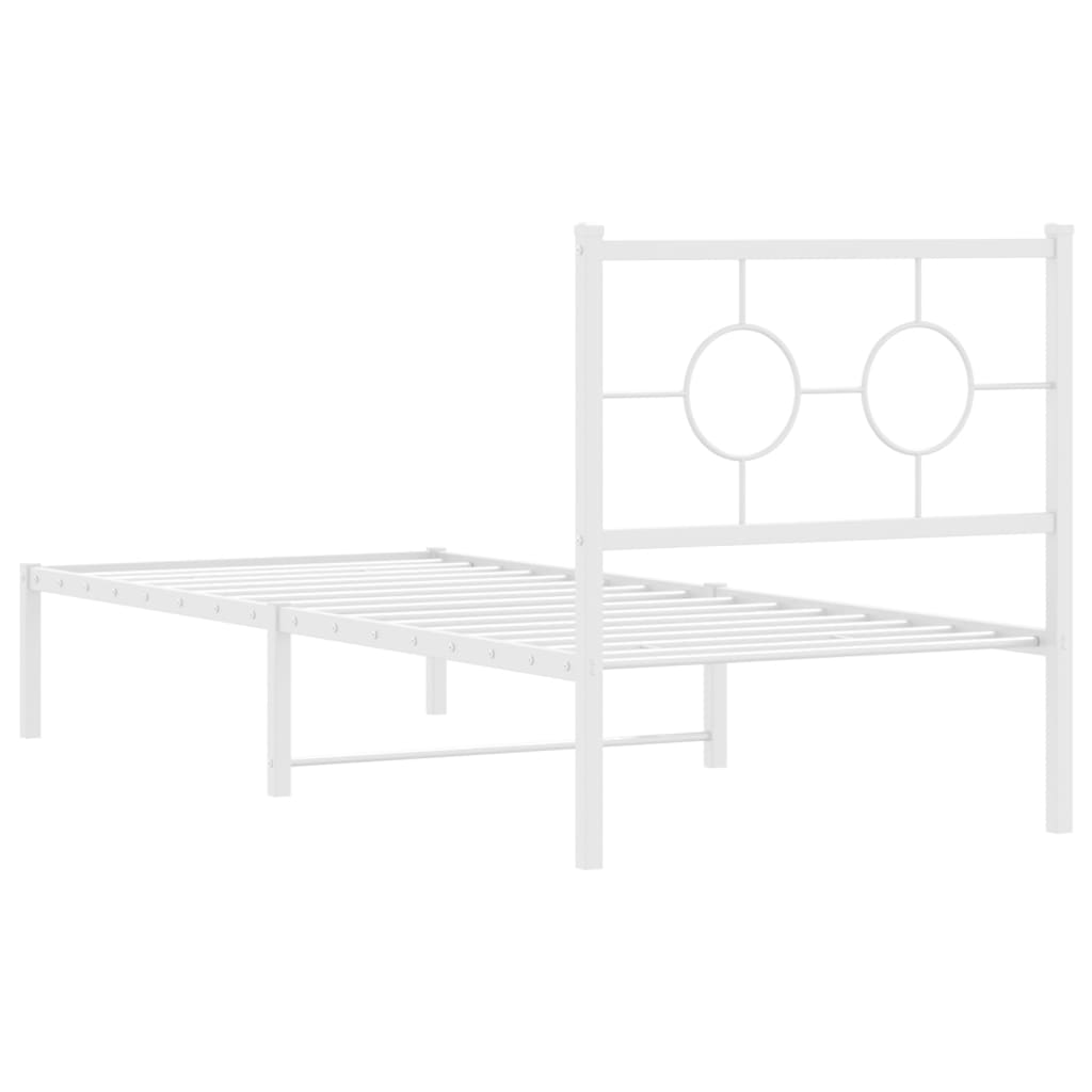 Estrutura de cama com cabeceira 75x190 cm metal branco