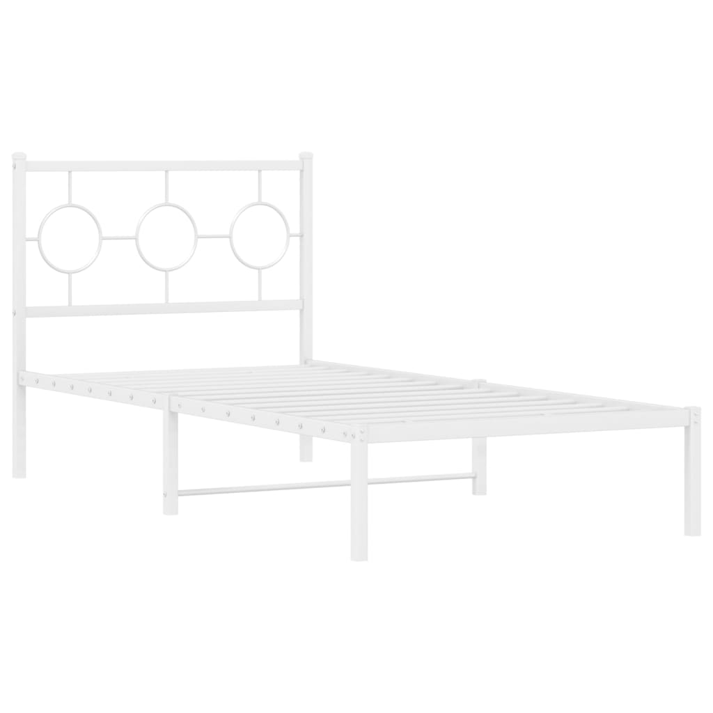 Estrutura de cama com cabeceira 90x190 cm metal branco