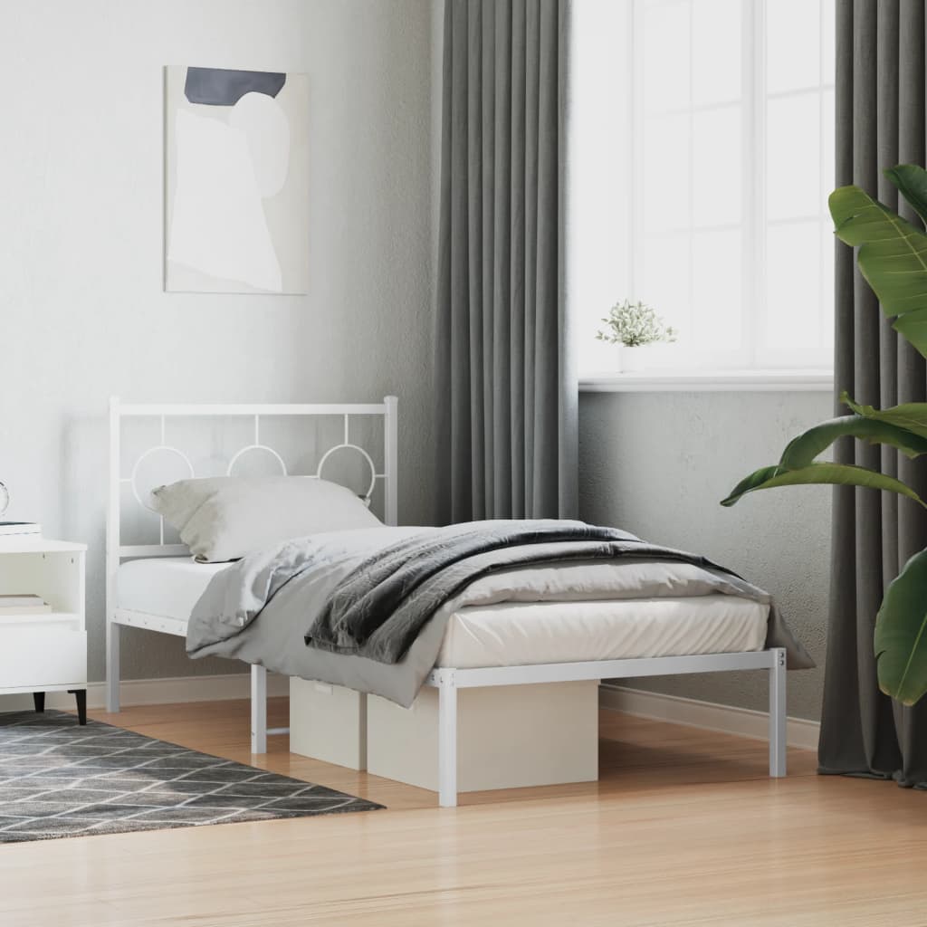 Estrutura de cama com cabeceira 90x190 cm metal branco