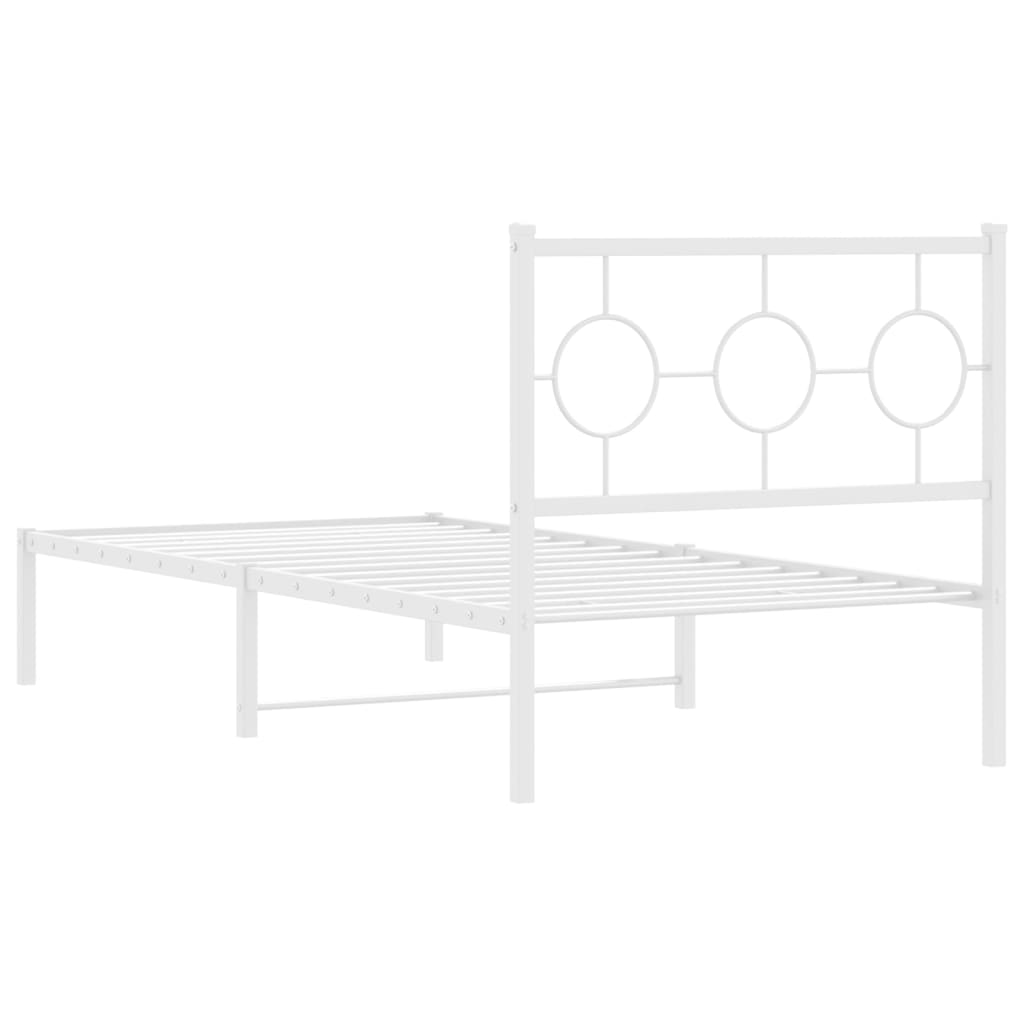 Estrutura de cama com cabeceira 90x190 cm metal branco