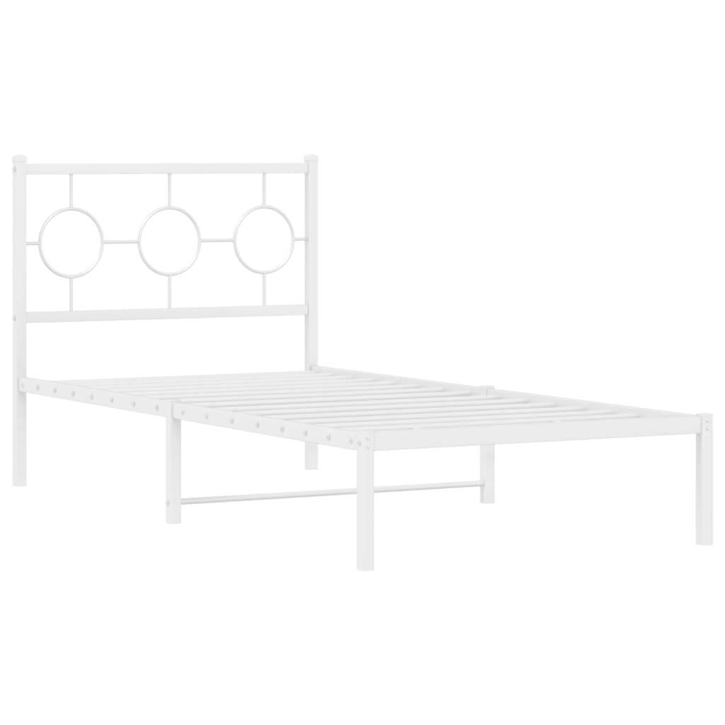 Estrutura de cama com cabeceira 90x200 cm metal branco