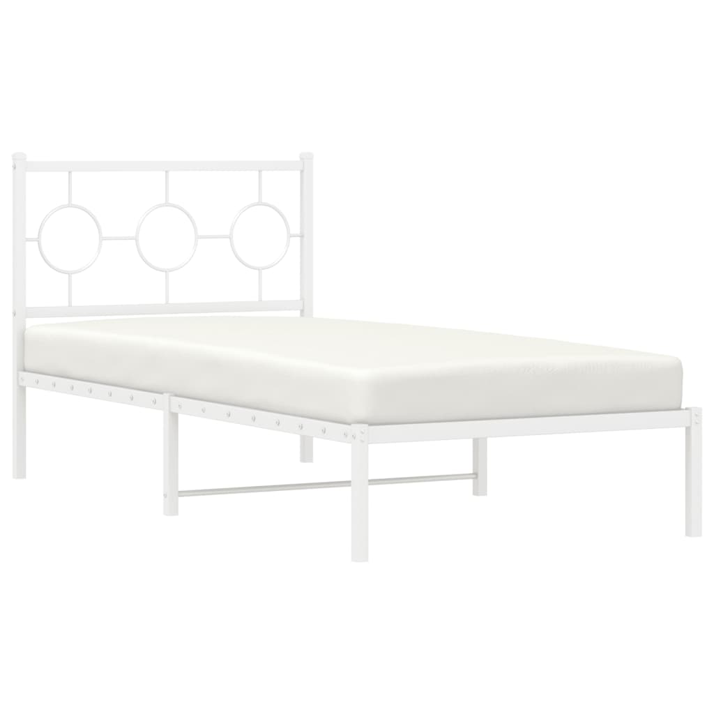 Estrutura de cama com cabeceira 90x200 cm metal branco