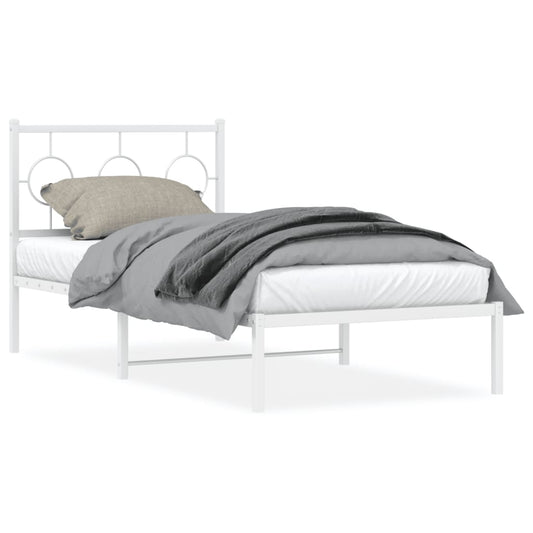 Estrutura de cama com cabeceira 90x200 cm metal branco