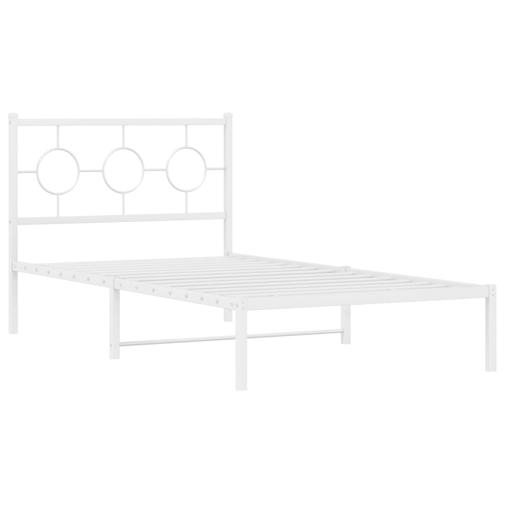 Estrutura de cama com cabeceira 100x190 cm metal branco