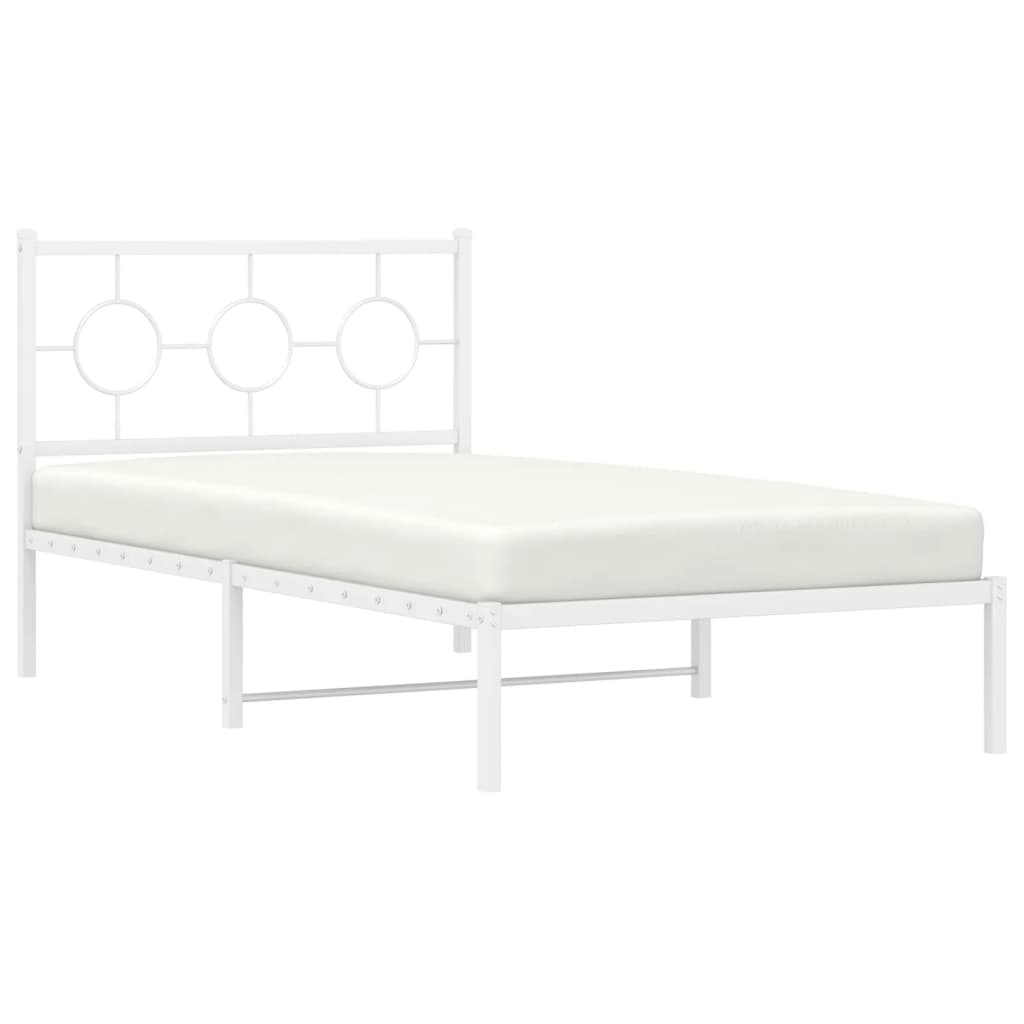 Estrutura de cama com cabeceira 100x190 cm metal branco