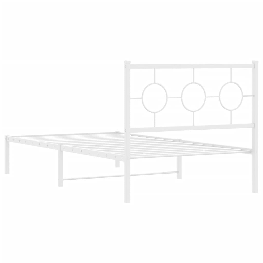 Estrutura de cama com cabeceira 100x190 cm metal branco