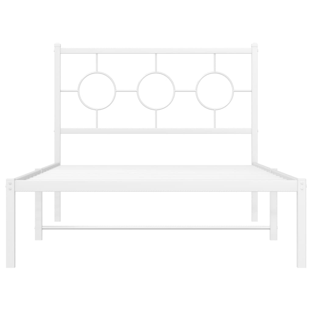 Estrutura de cama com cabeceira 100x200 cm metal branco