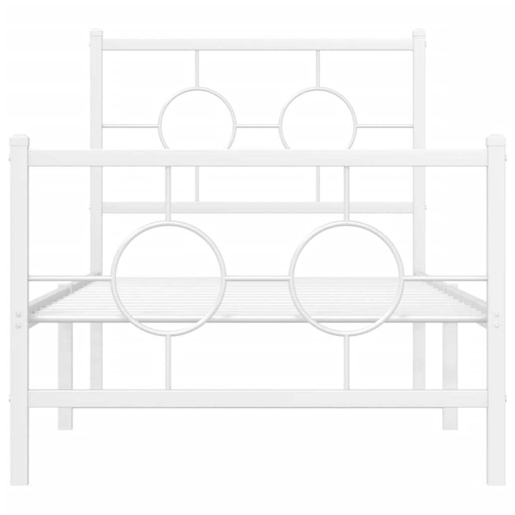 Estrutura de cama com cabeceira e pés 75x190 cm metal branco